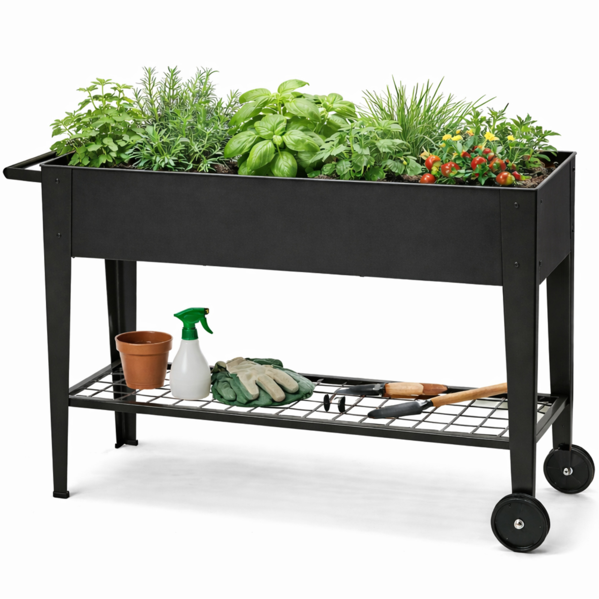 Inside Out 40" Metal Raised Garden Bed with Wheels - Charcoal Black
